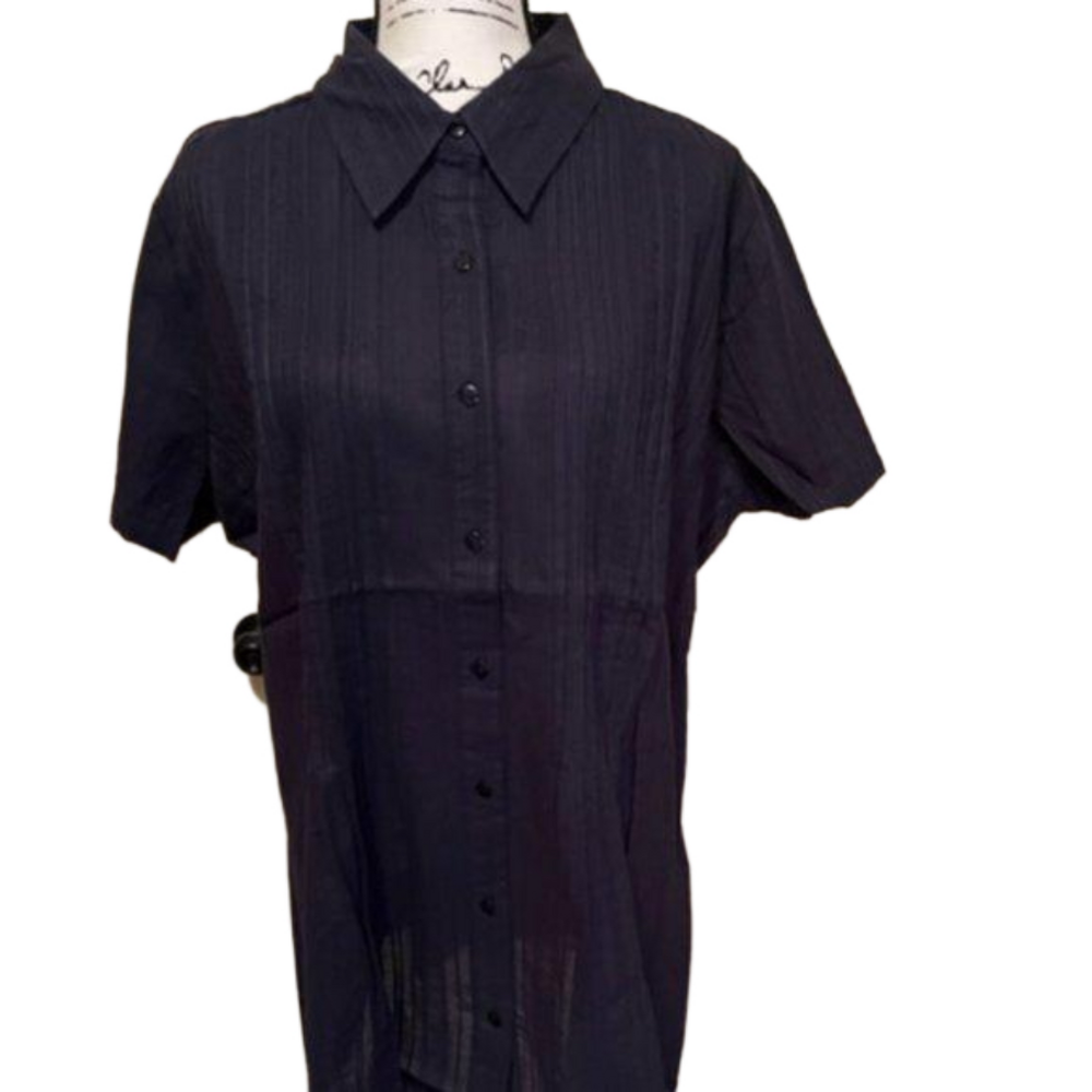 Woman Within Short Sleeve Navy Blue Tunic Size Large NWT